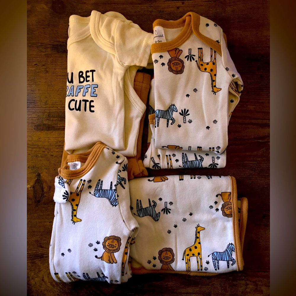 Cream and Tan Safari Animal Pajama Set